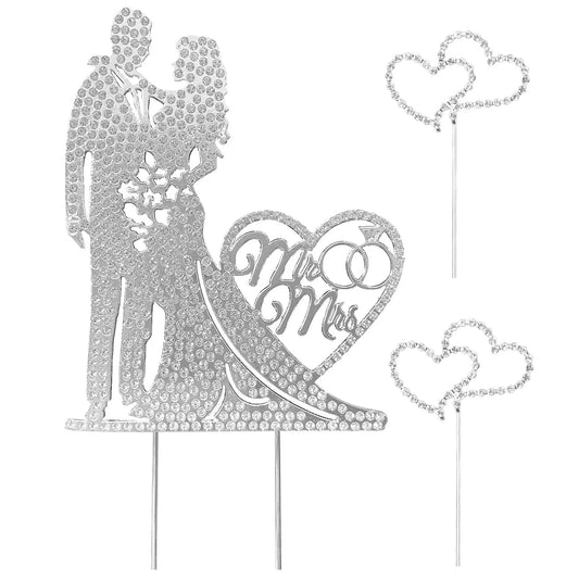 Wedding Cake Topper Rhinestone Metal Mr and Mrs Cake Topper Crystal Wedding Cake DecorationsBride and Groom Bridal Shower Theme Good Vibrations