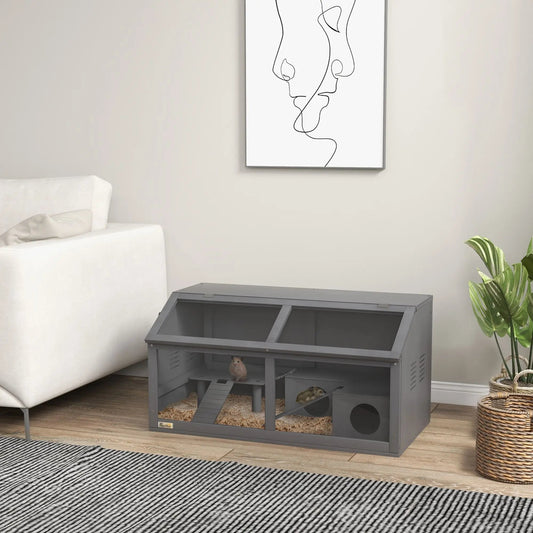 Rat Cage Hamster Cage Small Animal Playhouse for Gerbils with Suspension Bridge, Ladders, Openable Top, Hut Good Vibrations