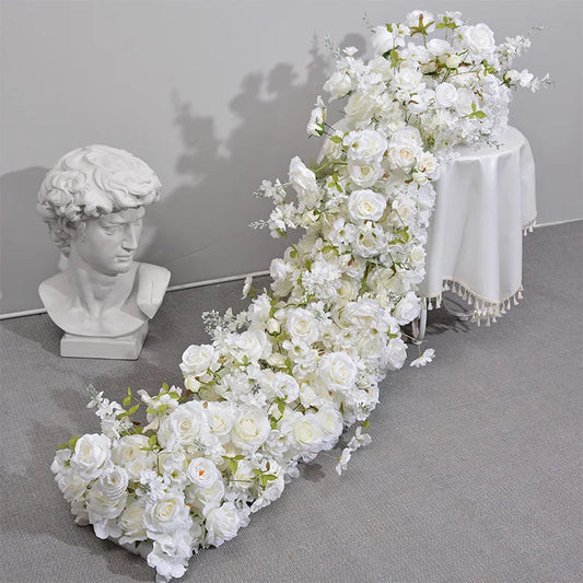 pink colour Rose Large Flower Row Artificial Flower Row Runner Wedding Backdrop Decor Floral Wall Party showcase decoration prop Good Vibrations