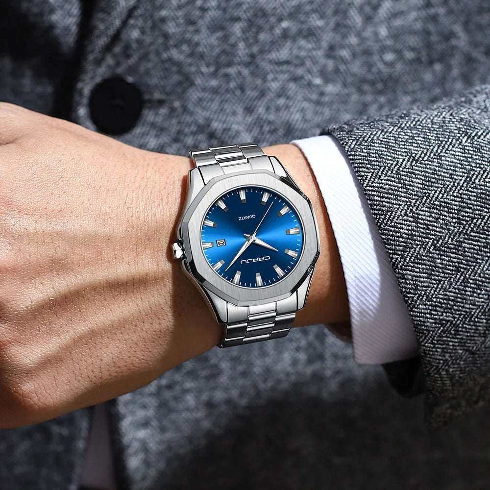 Watches for Men Classic with Date Business Dress Luxury Waterproof Luminous Mens Wrist Watch Analog Stainless Steel Men Watch Good Vibrations