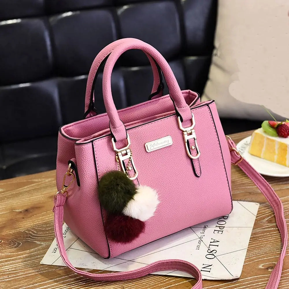PU Leather Ladies HandBags Women Vintage Purse Plush Tassel Messenger Bags Tote Boston Shoulder Crossbody Bag Large Capacity Good Vibrations