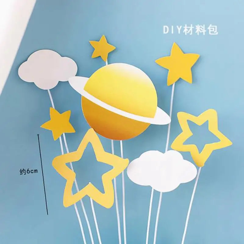 Astronaut Theme Cake Topper Planet Space Rocket Spaceship Birthday Decor Kids Boy Girl Birthday Party Baby Shower Decoratings Good Vibrations