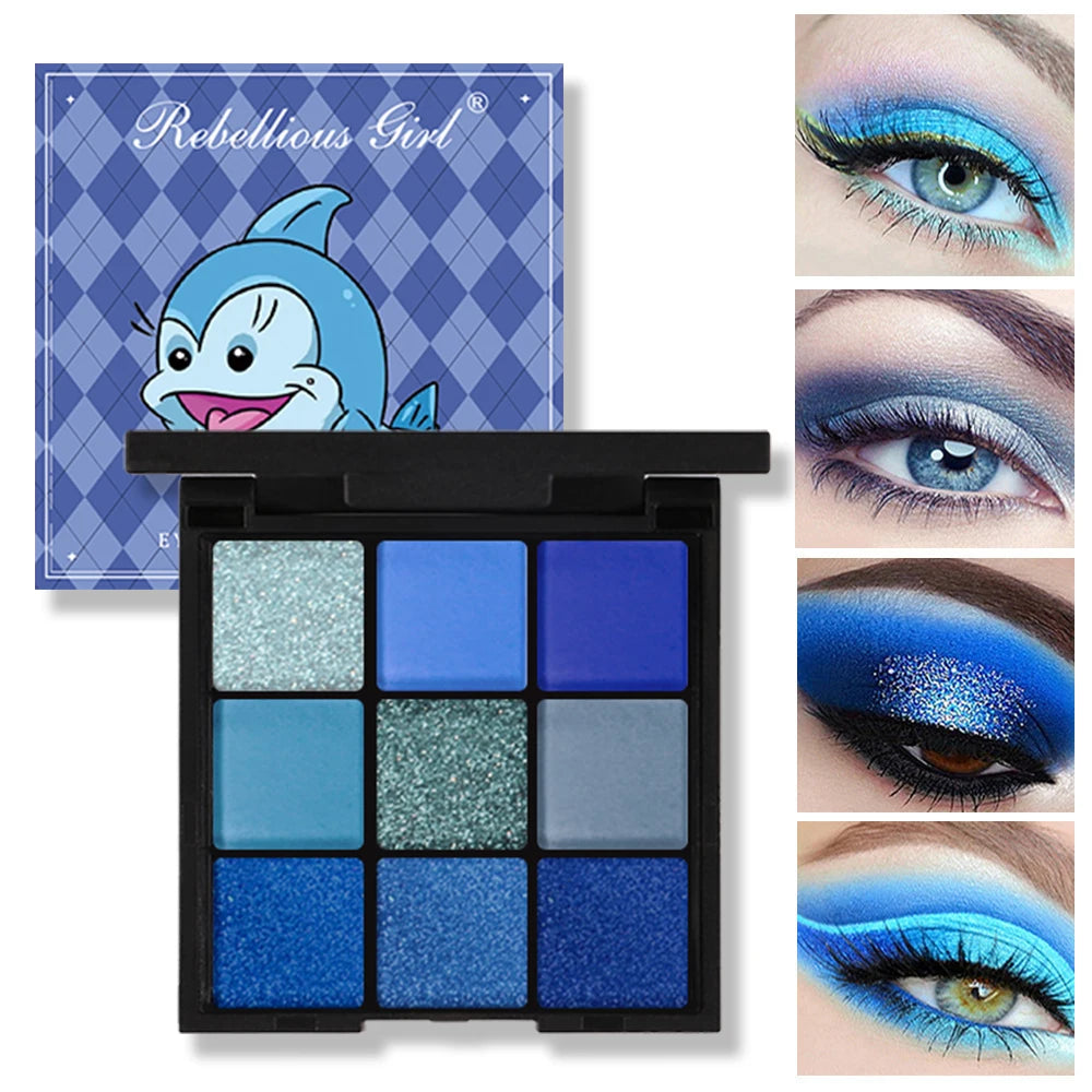 9-Grid Eye Shadow Palette Make-up for Women Glitter Pearlescent Matte Eyeshadow Cosmetics Shimmer Long Lasting Makeup Products Good Vibrations