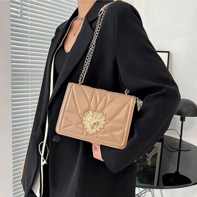 Woman Fashion Shoulder Bags New Brand Designer Wrist Small Square Bag Texture Chain Leather Handbag Luxury Trendy Messenger Bags Good Vibrations