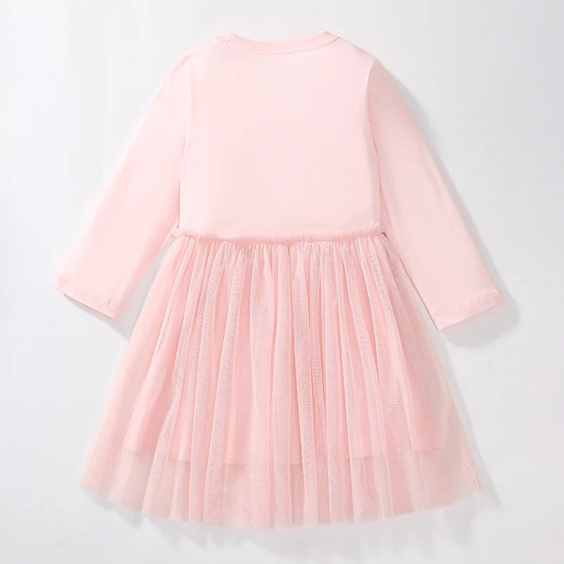 Little maven Kids Clothes Children's Clothing 2025 Autumn Cotton Baby Girls Cartoon Ballet Dancer Long Sleeves Dresses 2-7 year Good Vibrations