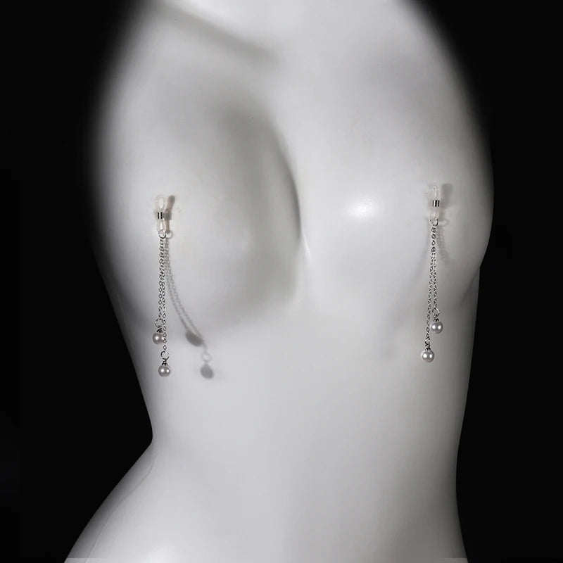 1 Pair Sexy Vintage Pearl Pendant Nipple Clip Chest Chain Suitable For Wearing At Nightclubs Parties And Valentine's Day Good Vibrations