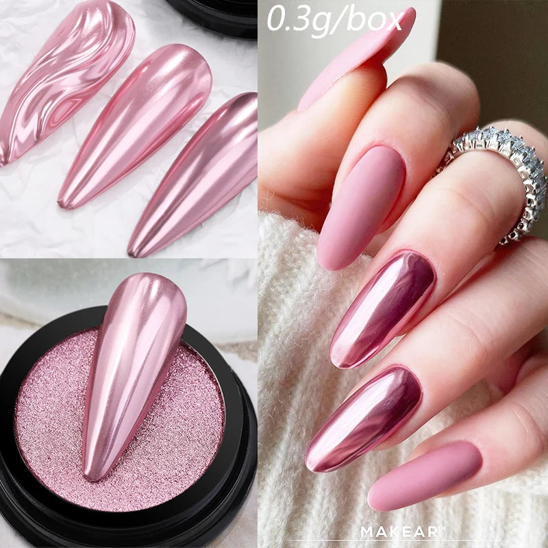 NICOLE DIARY Moonlight Mirror Nail Powder Aurora Silver Glitter Metallic Effect UV Gel Polish Pigment Chrome DIY Nail Decoration Good Vibrations