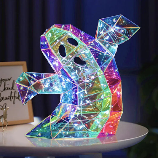 Prismatic Iridescent Spooky Ghost Prismatic Pumpkin Ghost LED Lights Halloween Lights Funny Colorful Glow Lights Halloween Decor Good Vibrations
