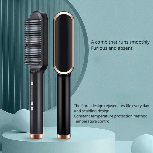 Straightener, negative ion straight hair curling comb, heated hair straightener, dry and wet dual-purpose, not harmful to hair Good Vibrations