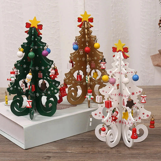 Christmas Tree Children's Handmade DIY Stereo Wooden Christmas Tree Scene Layout Christmas Decorations Ornaments Hot Good Vibrations