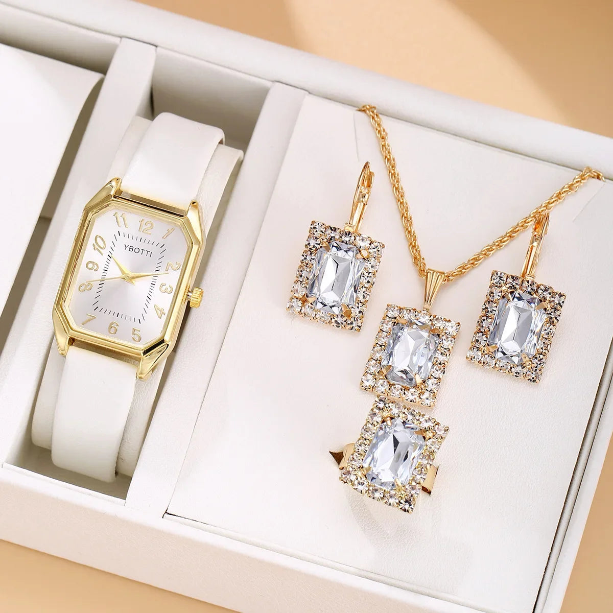 6/5/1PCS Luxury Fashion Square Women's Watches Brand Ladies Quartz Wristwatch Jewelry Set Classic Simple Femme Relogio Feminino Good Vibrations