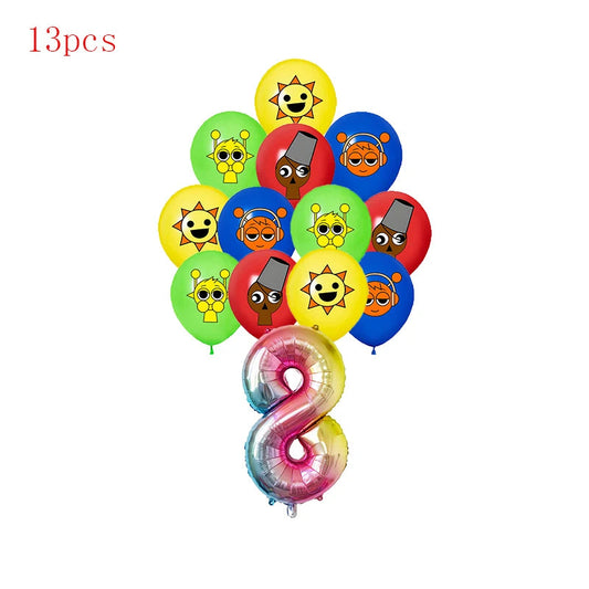 Incredibox sprunki Birthday Party Decorations Cake Topper Balloons Tablecloth Cups Plates Kids Birthday Party Supplies Good Vibrations