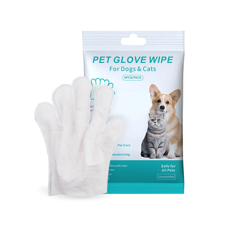 New 6PCS Pet Wash-Free Gloves Cat Bath Deodorant Wipes Disposable Cleaning Dry Cleaning Dog Wipes Gentle And Convenient Gloves Good Vibrations