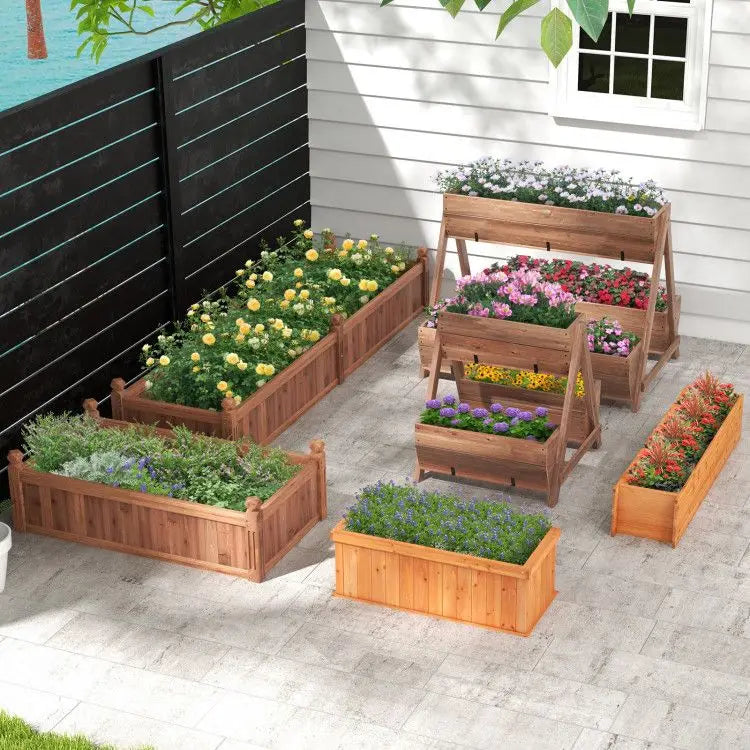 Vertical Raised Garden Bed with 3 Wooden Planter Boxes for Flower Pots & Planters Good Vibrations