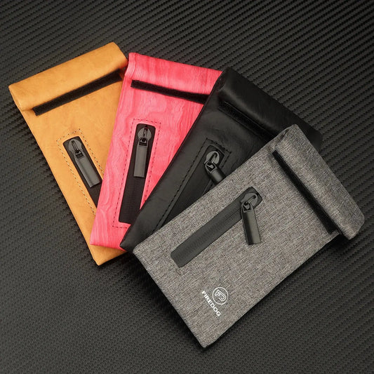 FIREDOG smoking smell proof pouch, PU leather, odor proof herb bag with zipper, carbon lined.