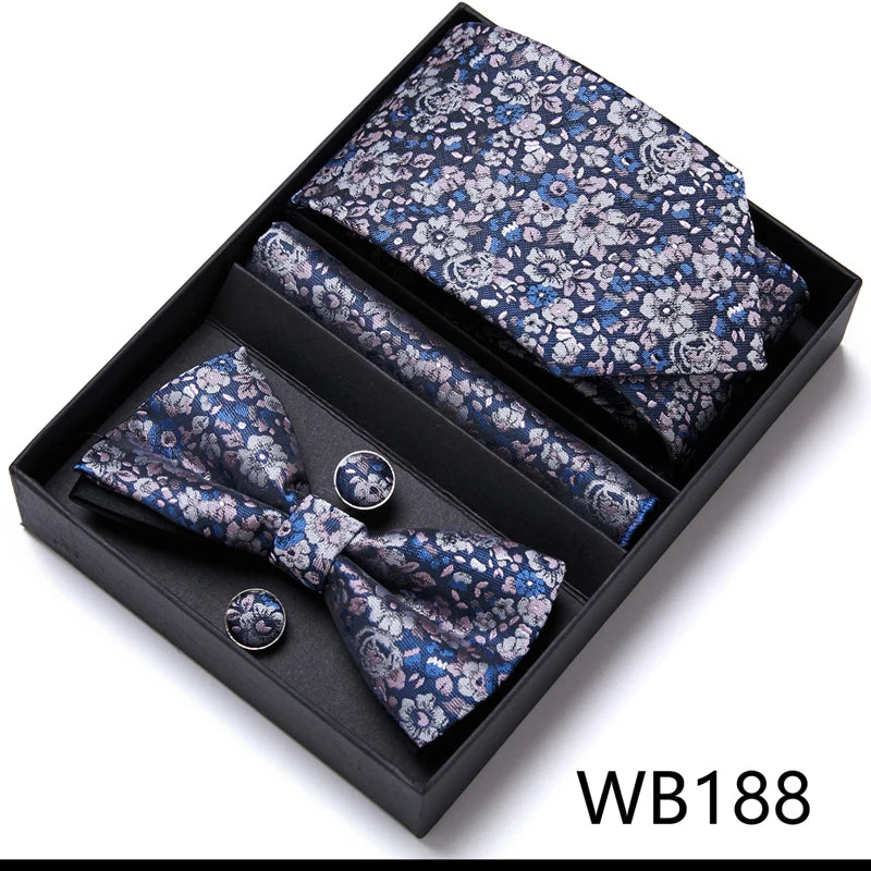 Tie For Men Formal Dress Tuxedo NeckTie Handkerchief Bow Tie Set PlaisyParty Groom Wedding Butterfly Bowtie In Box Good Vibrations