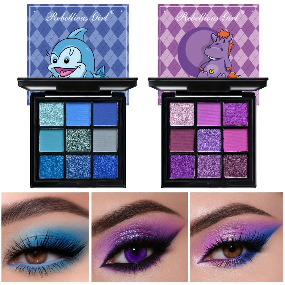 9-Grid Eye Shadow Palette Make-up for Women Glitter Pearlescent Matte Eyeshadow Cosmetics Shimmer Long Lasting Makeup Products Good Vibrations