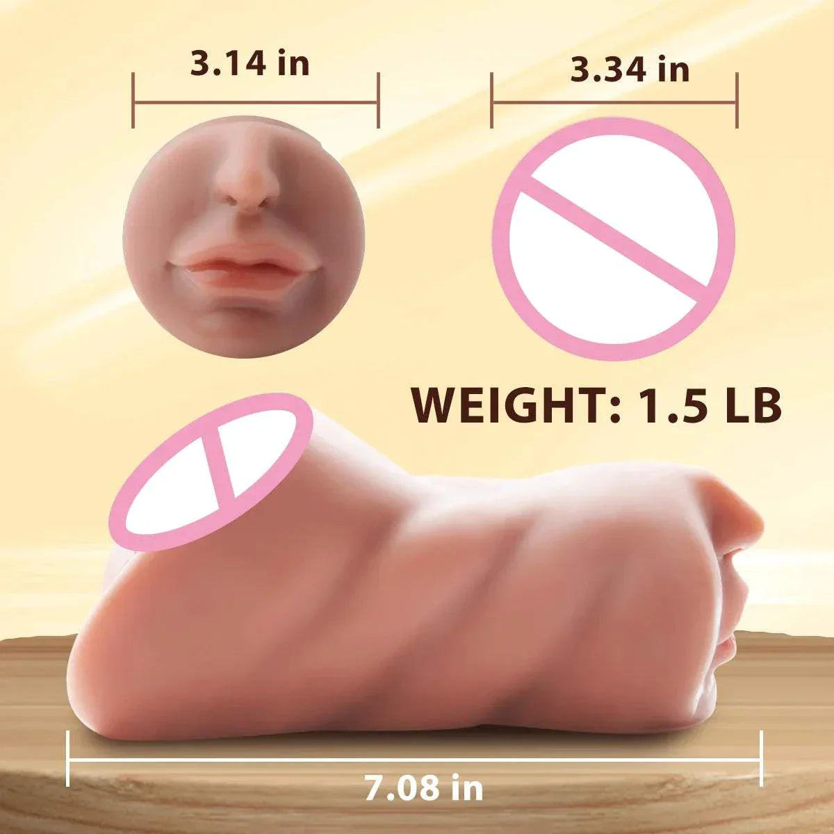 3 in 1 male masturbator cup with realistic artificial vagina, tight anus, and mouth textures.