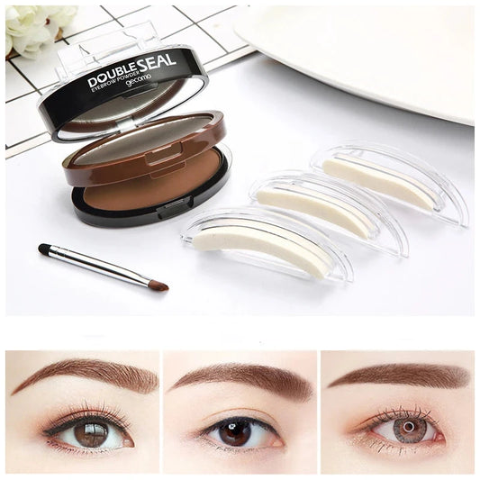 Dual Layer Dual Color Stamp Brow Powder Quick Makeup Brow Stamps Waterproof Powder Palette for Eyebrows Eye Brow Tint Makeup Good Vibrations
