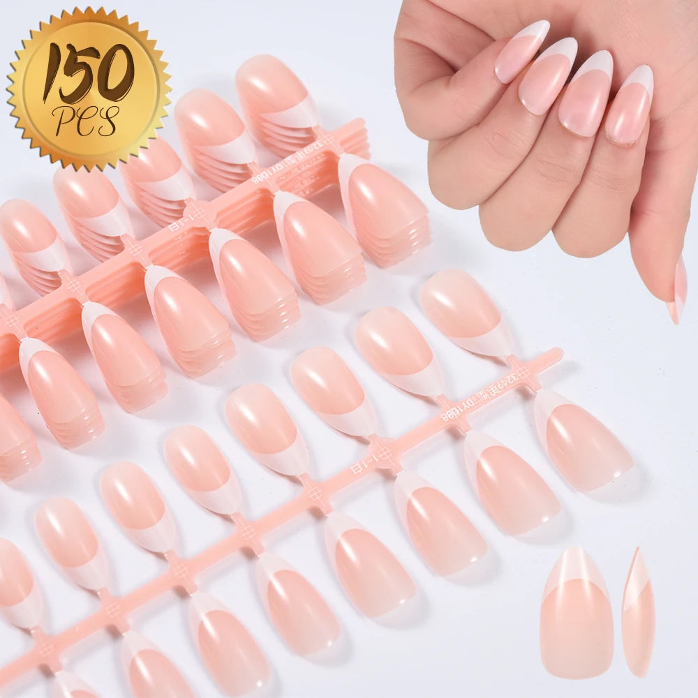 100Pcs Light Pink Press on Nails Short Medium Square Wearable Fake Nails Tips 10 sizes Full Cover False Nails Finger Decoration Good Vibrations