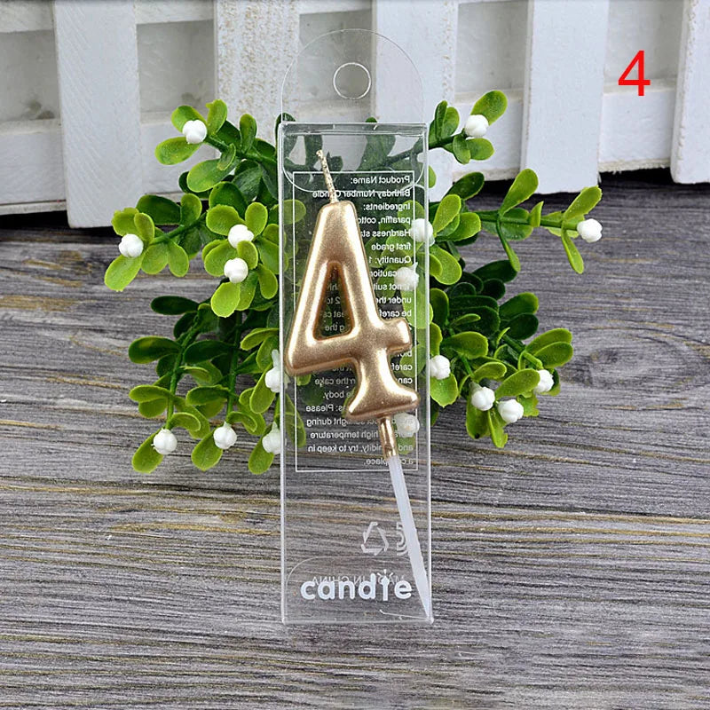1Pcs Gold Happy Birthday Number Cake Candles 0 1 2 3 4 5 6 7 8 9 Cake Topper Kids Girls Boys Bar Baby Party Supplies Decoration Good Vibrations