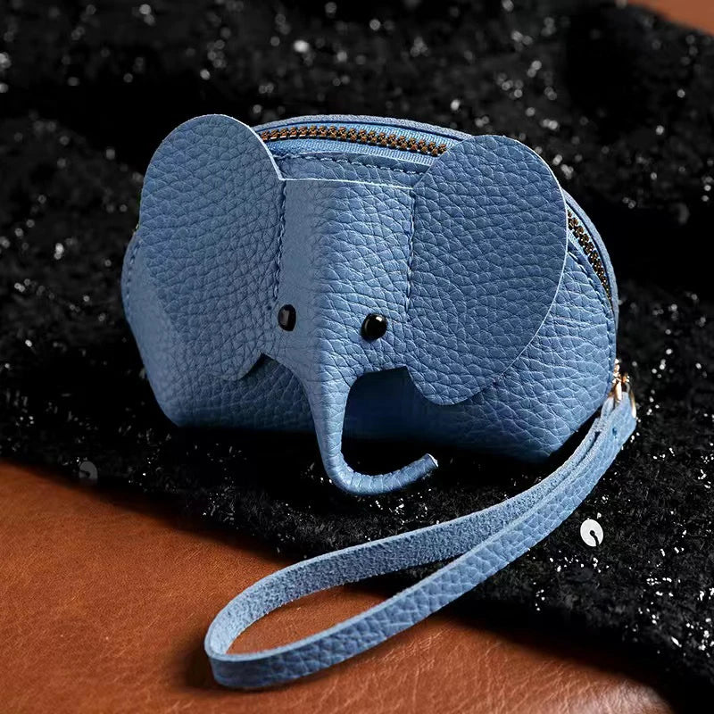 PU Leather Elephant Money Bag Women Coin Purse With Key Ring Multifunctional Zipper Storage Bags Key Case Good Vibrations