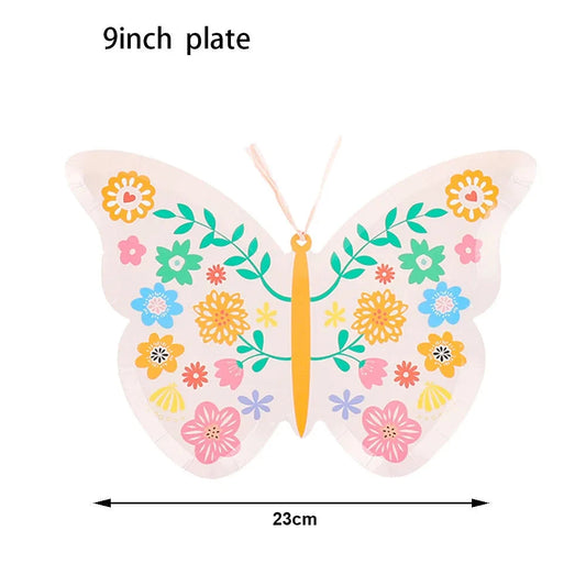 8/40pcs Butterfly Shaped Paper Plates and Square Dessert Plates Decorative Tableware Wedding Girl Birthday Party Decor Supplies Good Vibrations