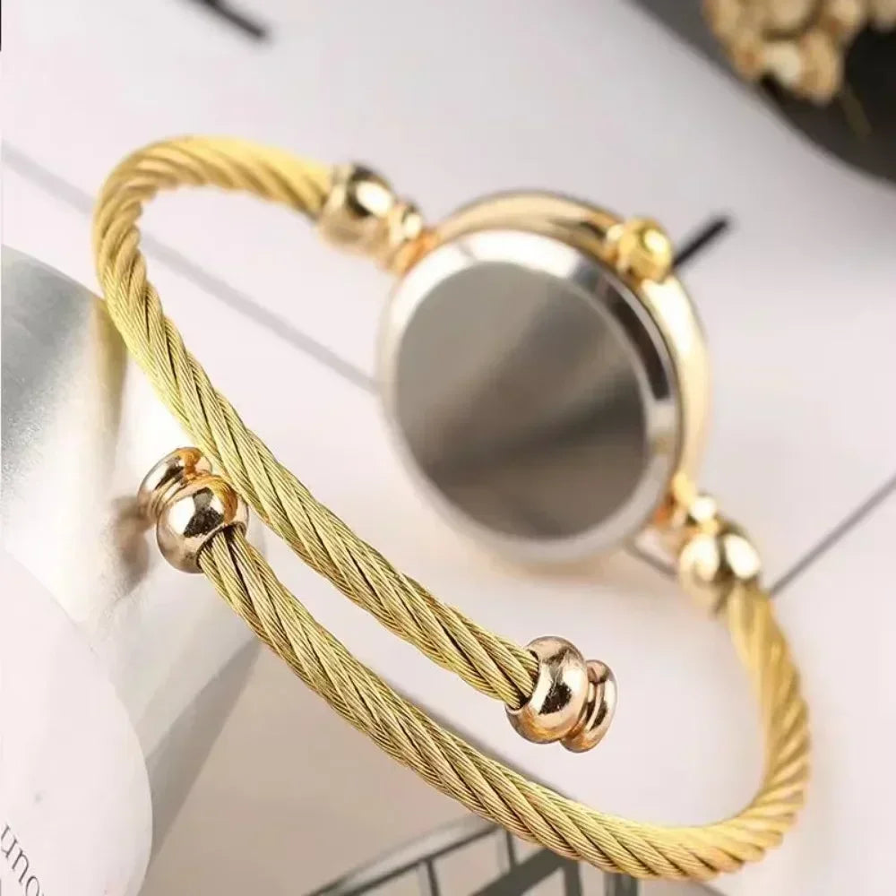 Watch for Women Small Gold Bangle Bracelet Luxury Watches Stainless Steel Ladies Quartz Wrist Watch Brand Casual Women Reloj Good Vibrations