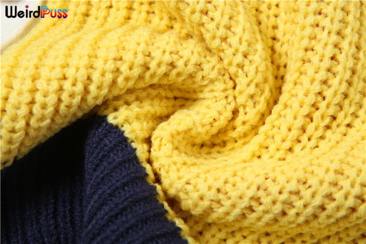 Weird Puss Y2K Cardigan Sweater Women Letter Print Casual Wild V-Neck Button Colorful Patchwork Street Trend Hipster Knit Coat Good Vibrations