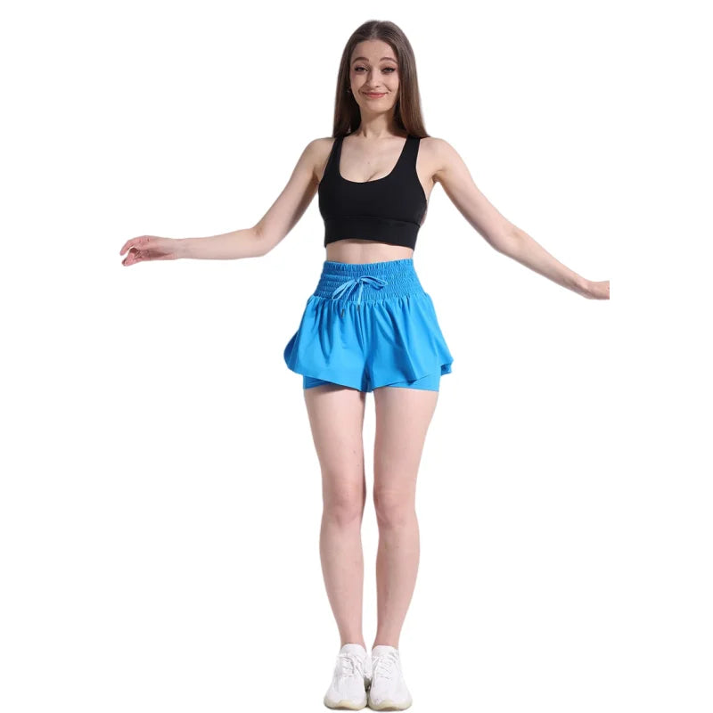 High Waist Butterfly Shorts Women Spandex Flowy Gym Yoga Athletic Workout Running Shorts Tennis Skirt Comfy Golf Skort Wear Good Vibrations