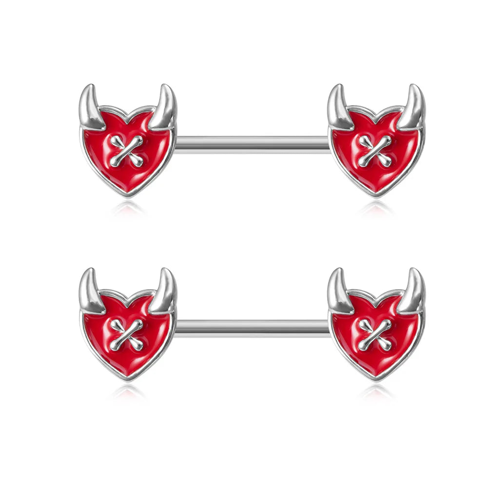 Stainless Steel Pink Bunny Nipple Piercing Jewelry Set 14G Green Bat Nipple Rings Bulk Cat Nipple Barbell Pack Piercing Pezon