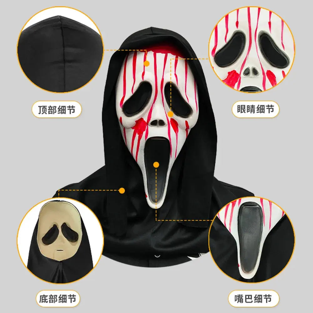 Screaming, Terrifying, Bloody Headset, Makeup Ball, Skull, Ghost Face Mask, Halloween Party, Mock Prop Good Vibrations