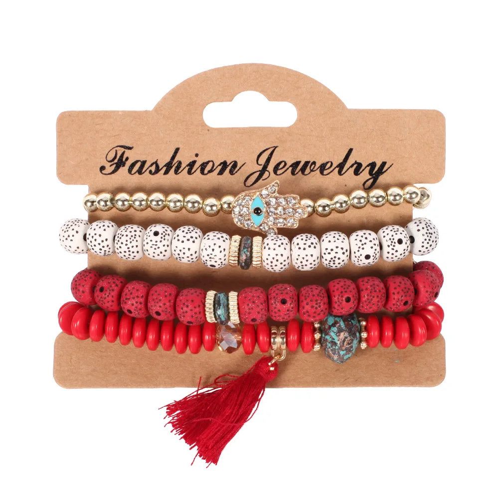 Bohemian Handmade Beads Bracelet Set For Women Summer Colorful Beaded Chain Bangle Men Boho Jewelry Accessories Good Vibrations