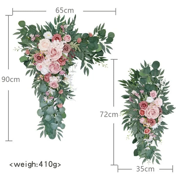 2pc Rose Artificial Flower Wedding Arch Flower Arrangement Country Wedding Ceremony Floral Garland Reception Backdrop Decoration Good Vibrations