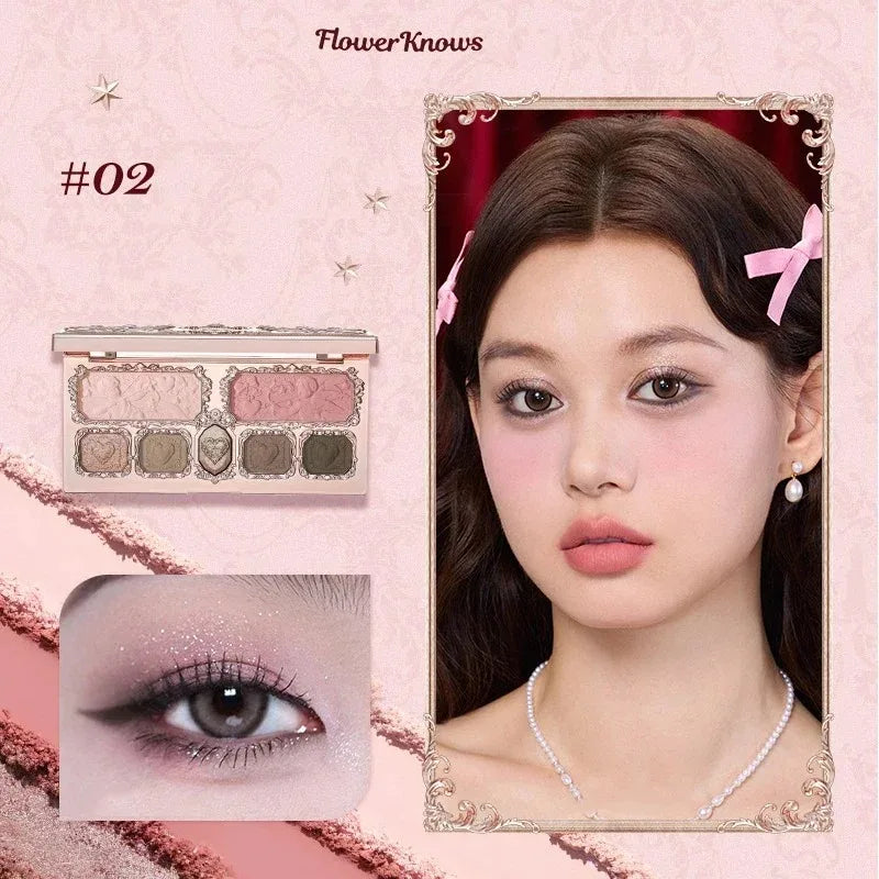 Flower Knows Moonlight Mermaid Eyeshadow Delicate Matte Glow Shimmer Chameleon Waterproof 5 Color Glitter Eye Shadow Palette Good Vibrations