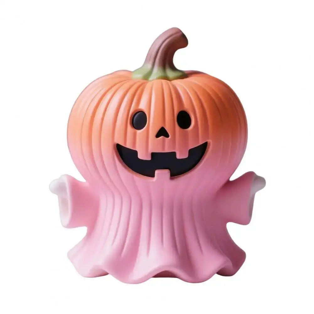 Handheld Pumpkin Decoration Halloween Ghost Ornament Pink Halloween Ghost Figurine Set with Pumpkin Decoration Resin for Home Good Vibrations