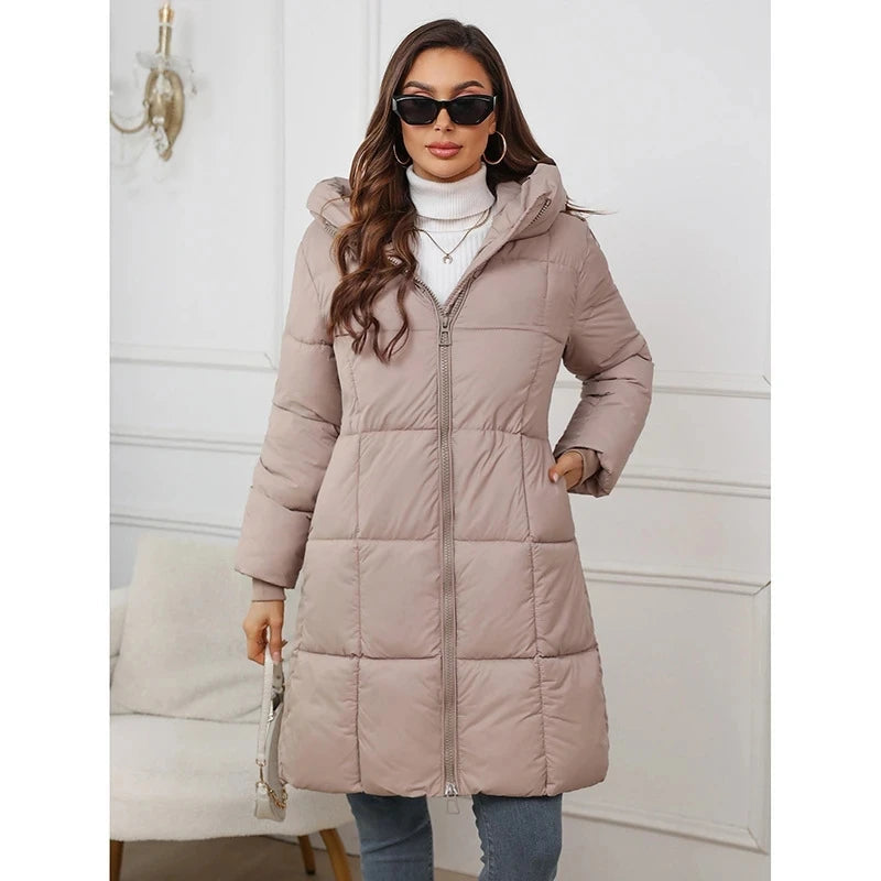 Women Winter Thicken Down Cotton Jacket 2025 New Women Long Cotton Padded Jacket Women Loose Hooded Parkas Coat Women Outwear Good Vibrations