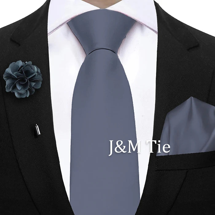 Mens Ties Set Sage Green Pink Grey Brown NeckTie Pocket Square Brooch Wedding Tie Suit Accessories Fit Group Holiday Party