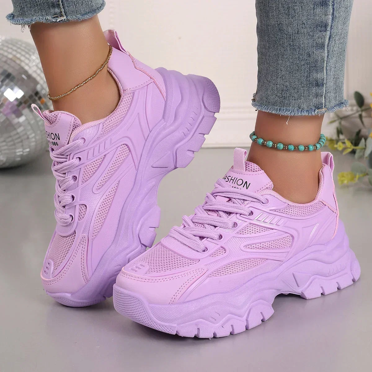 Women Outdoor Tennis Platform Sports Shoes for Women Lightweight Designer Shoes Women Sneakers Spring Fashion Chunky Sneakers Good Vibrations