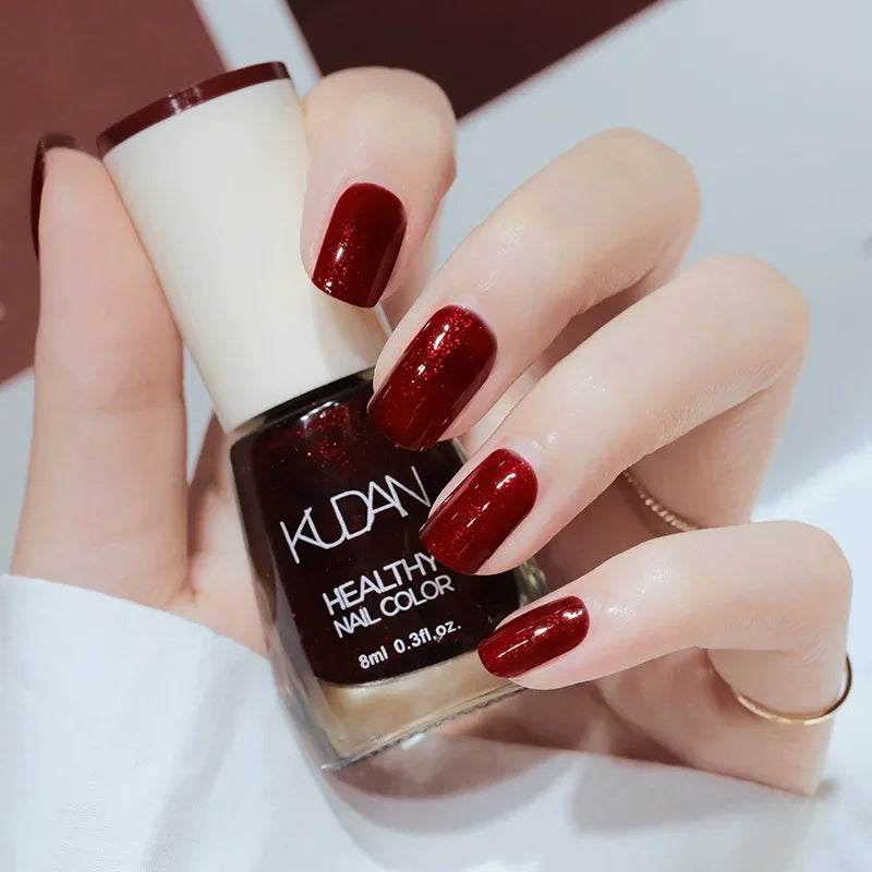 Nail Polish Without Baking Lamp White Fine Glitter Non-baking Non-peel Transparent Shiny Oil Base Coat Nude Nail Polish Good Vibrations