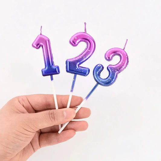 Happy Birthday Cake Decorated Interstellar Digital Colorful Candle Children's Delicate Candy Color 0-9 Number Candle Party Decor Good Vibrations