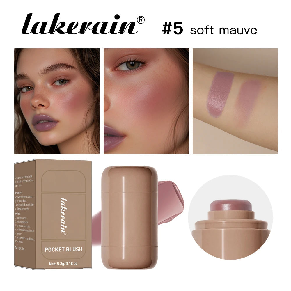 Lakerain 3in1 Cheek Lip Tinted Moistured Blush Stick Waterproof Easy Color Rouge Silky Smooth Blusher Cream Matte Contour Makeup Good Vibrations