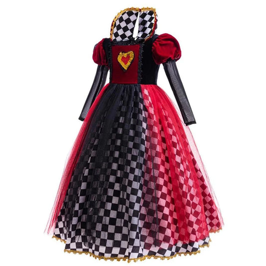 Halloween Queen of Hearts Costume For Girl Alice In Wonderland Cosplay Dress Girls Witch Dress Masquerade Orgy Party Clothes Good Vibrations