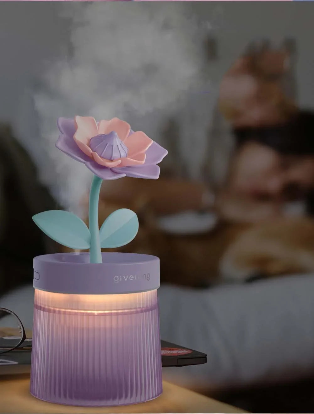 2024 USB Portable Ultrasonic Humidifier - Colorful Cup Aroma Diffuser, Cool Mist Maker, Flower Air Purifier with LED Light Good Vibrations Adult Super Store