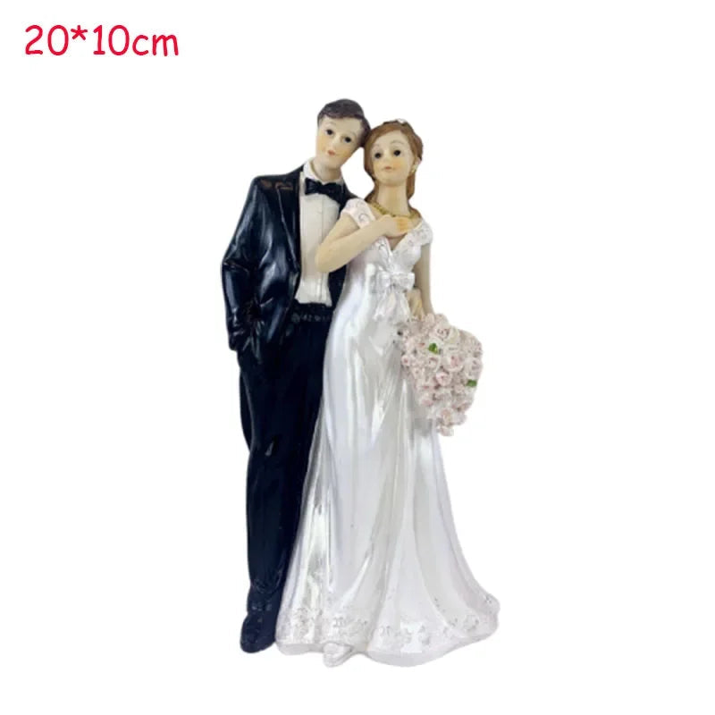 1PC Couple Figurines Miniatures Bride and Groom Cake Toppers Dolls Valentine's Day Wedding Anniversary Cake Decoration Supplies Good Vibrations