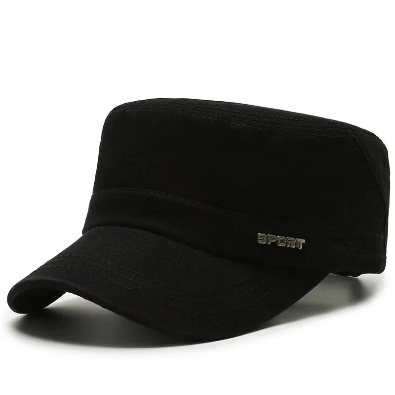 Hat Men's Flat Military Hat Is Simple And Versatile, Middle-Aged Hat Spring And Autumn Duck Tongue Casual Fashion New Style Good Vibrations