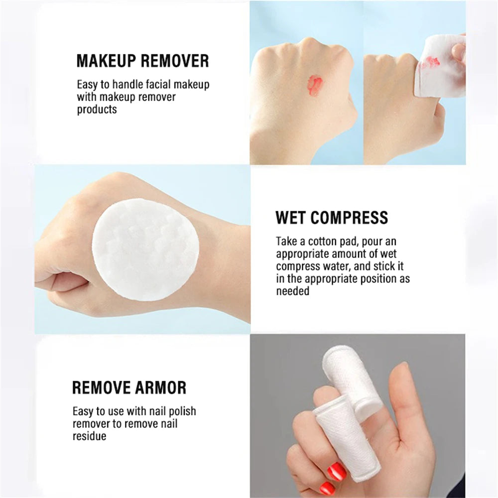 100Pcs/pack Facial Make Up Cosmetic Cotton Pads Round Soft Makeup Nail Polish Remover Cleansing Pads Daily Removal Tool DIY Good Vibrations