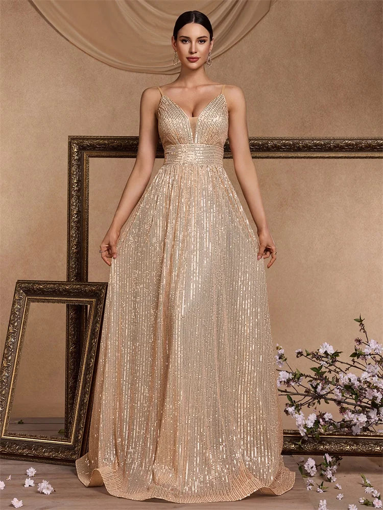 Elegant Sexy Backless Sequins Evening Dress Long 2025 Mermaid Formal Gown Women Wedding Party Dresses Caicktail Graduation Prom Good Vibrations