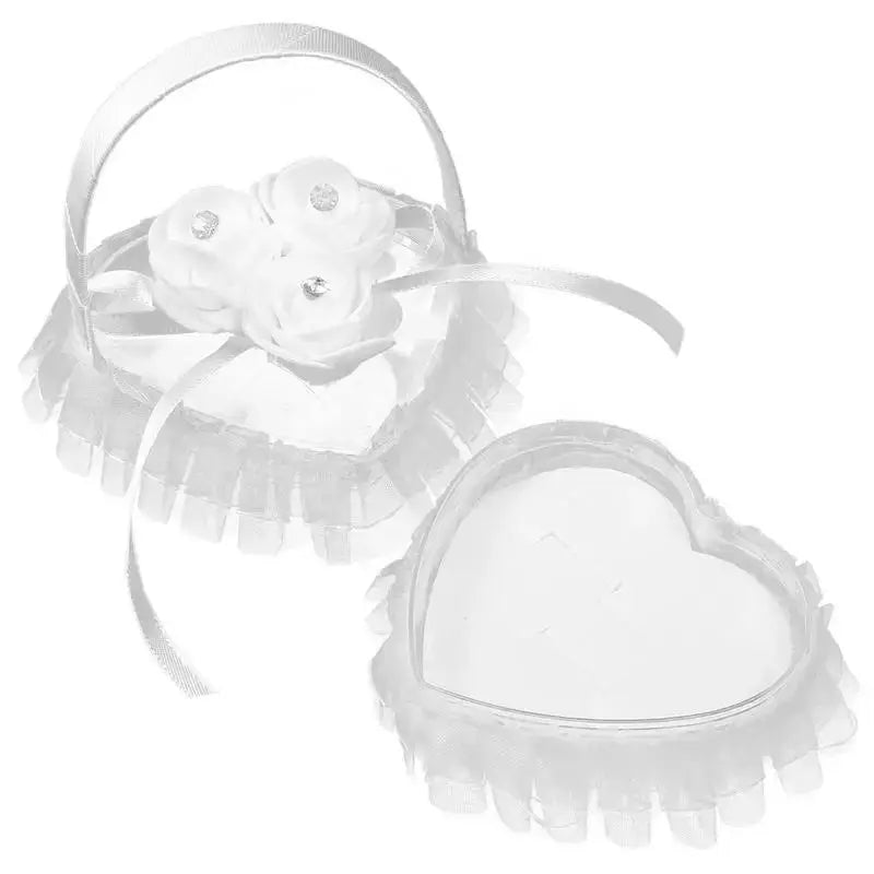 Mini Lace Ring Box Satin Wedding Ring Pillows With Handle Heart Shape Ceremony Bridal Party Supplies Festive Decorations Good Vibrations