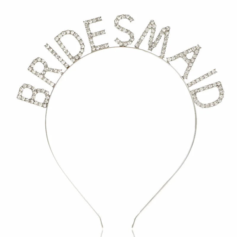 Bridesmaid Hair Accessories Rhinestone Headband Maid Of Honour Crystal Hairbands Team Bride Wedding Shower Party Jewelry Good Vibrations